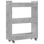 vidaXL Armoire avec roues gris béton 60x22x79 cm bois d'ingénierie