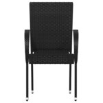 vidaXL Chaises empilables d'extérieur lot de 6 Résine tressée Noir