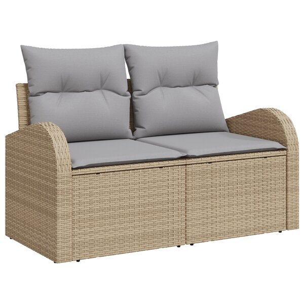 vidaXL Ensemble de canapé de jardin 8 pièces avec coussins beige en rattan polyéthylène