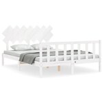 vidaXL Cadre de lit avec tête de lit blanc King Size bois massif
