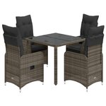 vidaXL Ensemble de bistro de jardin 5 Pièces coussins gris poly rotin