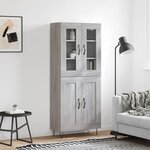 vidaXL Buffet haut Sonoma gris 69 5x34x180 cm Bois d'ingénierie