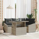 vidaXL Ensemble de canapé de jardin 5 pièces avec coussins Gris clair en poly rattan