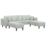 vidaXL Canapé en velours avec coussin avec oreiller 3 Pièces Gris clair 208 cm Velours