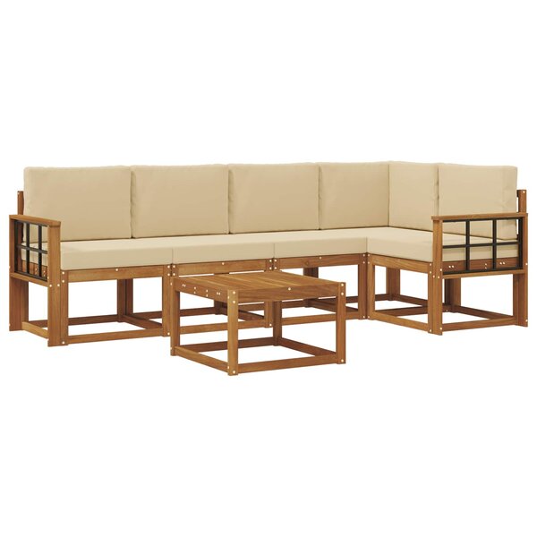 vidaXL Ensemble de canapés d'extérieur 6 Pièces Naturel et Beige