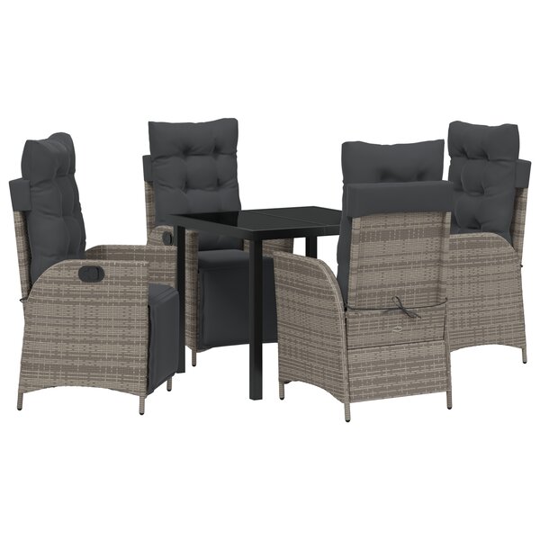 vidaXL Ensemble de Salle à Manger de Jardin 5 Pièces en Rattan Poly Gris