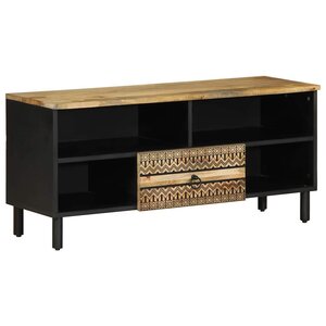 vidaXL Meuble TV noir 100x33 5x46 cm bois massif manguier brut