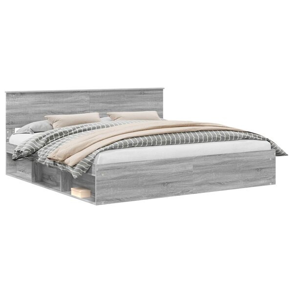 vidaXL Cadre de lit Gris Sonoma 200 x 200 cm Pin massif