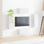 vidaXL Ensemble meuble TV Montage mural 2 Pièces Blanc Bois d'ingénierie