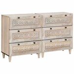vidaXL Buffet 2 Pièces Blanc 120 x 33 5 x 75 cm bois de manguier massif