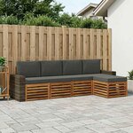 vidaXL Ensemble de canapés d'extérieur 5 Pièces Naturel et Anthracite
