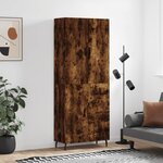 vidaXL Buffet haut Chêne fumé 69 5x34x180 cm Bois d'ingénierie