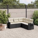 vidaXL Salon de jardin 5 Pièces avec coussins noir résine tressée
