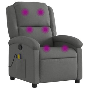 vidaXL Fauteuil inclinable de massage en tissu gris foncé