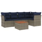 vidaXL Salon de jardin 6 Pièces avec coussins gris résine tressée