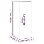 vidaXL Armoire murale chêne sonoma 34 5x34x90 cm