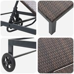 vidaXL Chaises longues 2 Pièces avec roues et table en poly rattan marron
