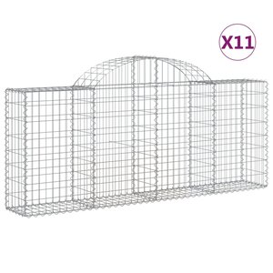 vidaXL Paniers à gabions arqués 11 Pièces 200x30x80/100 cm Fer galvanisé