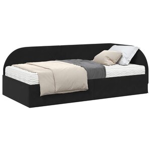 vidaXL Cadre de lit d'angle avec matelas 2 Pièces Noir Velours