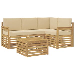 vidaXL Ensemble de canapés d'extérieur 5 Pièces Blanc et Beige