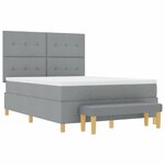 vidaXL Lit à ressorts avec matelas Gris clair 140 x 190 cm tissu
