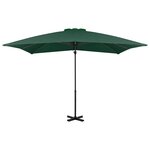 vidaXL Parasol en porte-à-faux et mât en aluminium 250x250 cm Vert