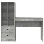 vidaXL Bureau avec Rangement Gris Béton Bois d'ingénierie