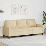 vidaXL Canapé à 3 places Crème 180 cm Tissu