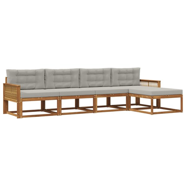 vidaXL Ensemble de canapés d'extérieur 5 pc Naturel et Gris clair