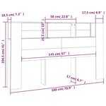 vidaXL Armoire de tête de lit Chêne fumé 180x18 5x104 5 cm