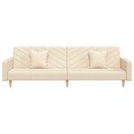 vidaXL Canapé-lit à 2 places avec deux oreillers crème tissu