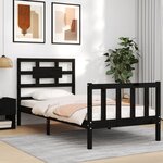 vidaXL Cadre de lit sans matelas noir bois de pin massif