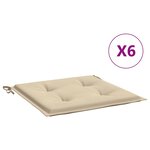 vidaXL Coussins de chaise jardin lot de 6 beige 40x40x4cm tissu oxford