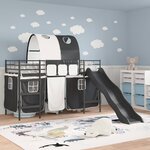 vidaXL Lit mezzanine pour enfants Noir 74 5 x 190 cm Métал