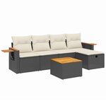 vidaXL Salon de jardin 6 Pièces avec coussins noir résine tressée