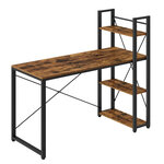 Bureau informatique table d'ordinateur longueur 120 cm avec étagères à gauche ou à droite stable montage facile pour bureau à domicile style industriel marron 12_0004657