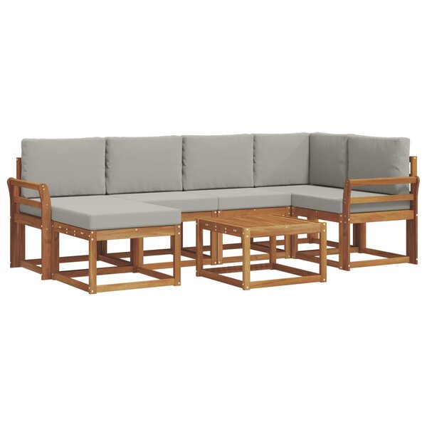 vidaXL Ensemble de canapés d'extérieur 7 pc Gris Naturel et Clair