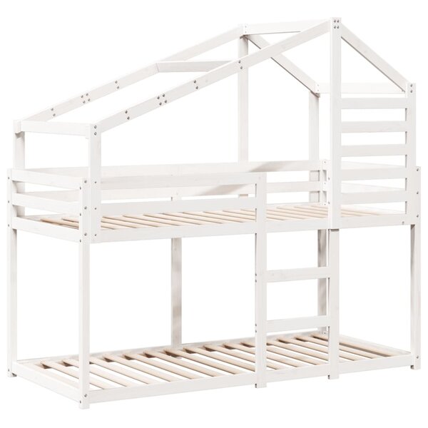 vidaXL Lit superposé avec toit blanc 75x190 cm bois massif de pin