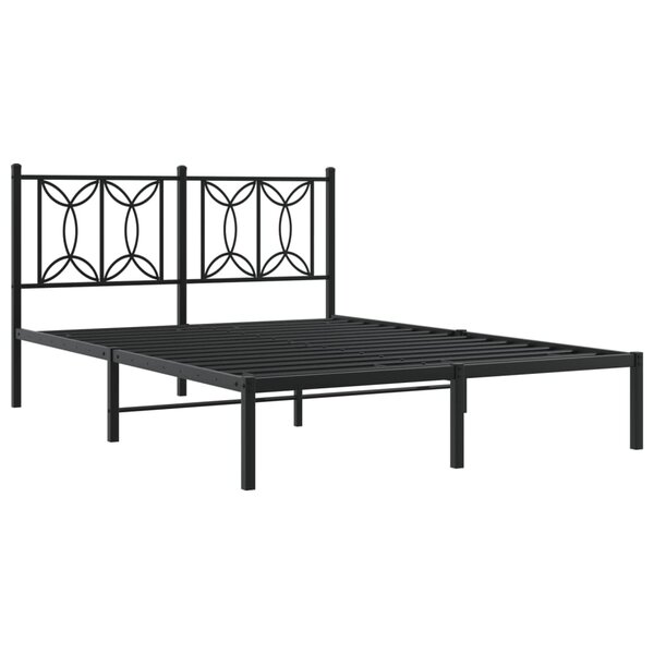 vidaXL Cadre de lit métal sans matelas avec tête de lit noir 140x190cm