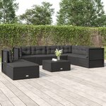 vidaXL Salon de jardin 8 Pièces avec coussins noir résine tressée