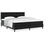 vidaXL Lit à ressorts avec matelas noir  super king  en simili cuir