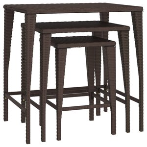 vidaXL Tables gigognes 3 Pièces marron résine tressée
