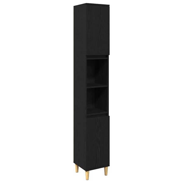 vidaXL Ensemble de mobilier de salle de bain avec stockage 3 Pièces Noir