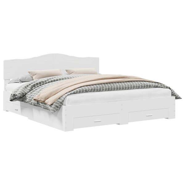 vidaXL Cadre de lit avec tiroir Blanc 200 x 200 cm Bois d'ingénierie