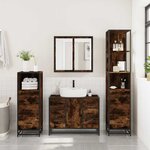 vidaXL Ensemble meubles salle de bain 4 Pièces chêne fumé bois ingénierie