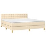 vidaXL Sommier à lattes de lit avec matelas Crème 160x200 cm Tissu