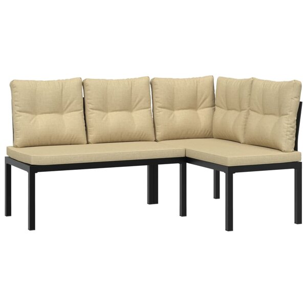 vidaXL Bancs de jardin avec coussins lot de 2 acier enduit de poudre