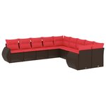 vidaXL Salon de jardin 10 Pièces avec coussins marron résine tressée