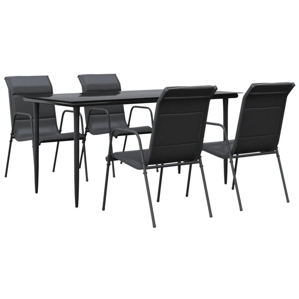 vidaXL Ensemble à manger de jardin 5 Pièces noir textilène et acier