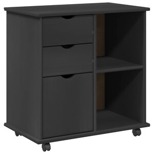 vidaXL Cabinet roulant Gris 63 5 x 39 x 65 5 cm Bois de Pin Massif